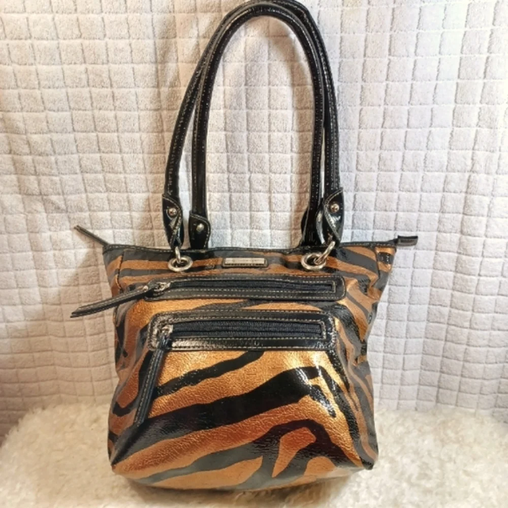 Strata Glossy Animal Print Tote Purse - Picture 2 of 12